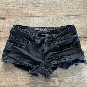 American Eagle Outfitters Black Distressed Jean Shorts